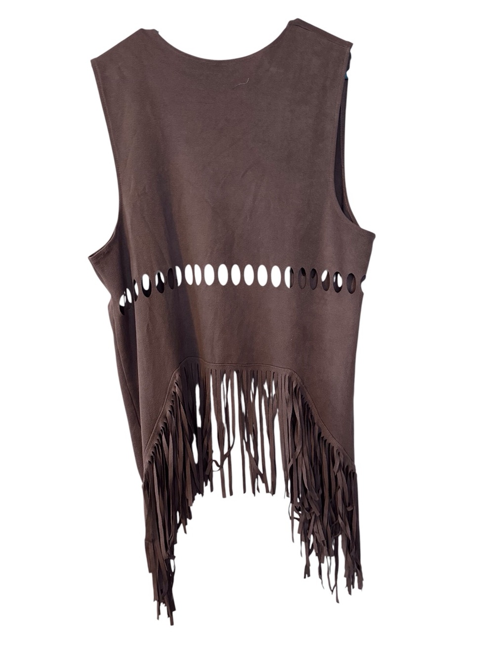 Brown Fringe Faux Suede Vest - Picture 2 of 6